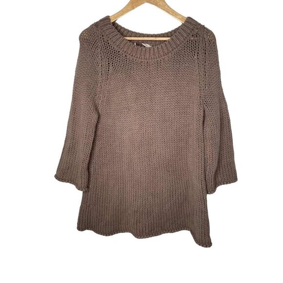 Soft Surroundings Brown Chunky‎ Knit Cable Sweater S - Picture 2 of 10